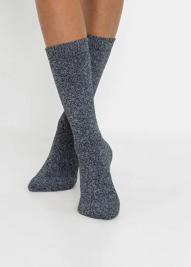 Calcetines térmicos de frottee (4 pares) negro/azul marino/gris moteado moteado